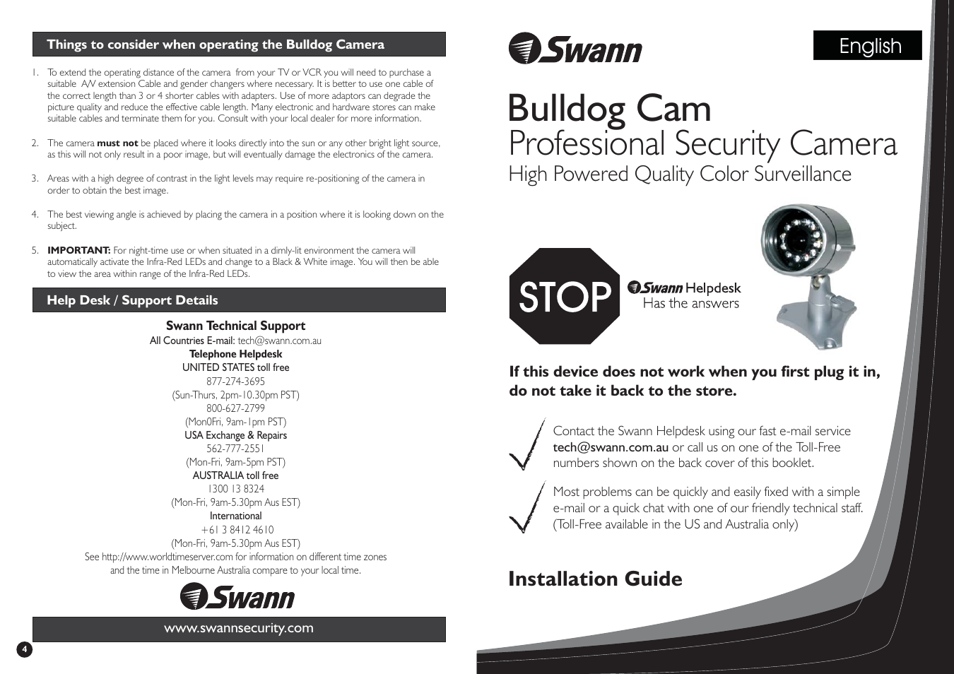 Swann Bulldog Cam User Manual | 2 pages