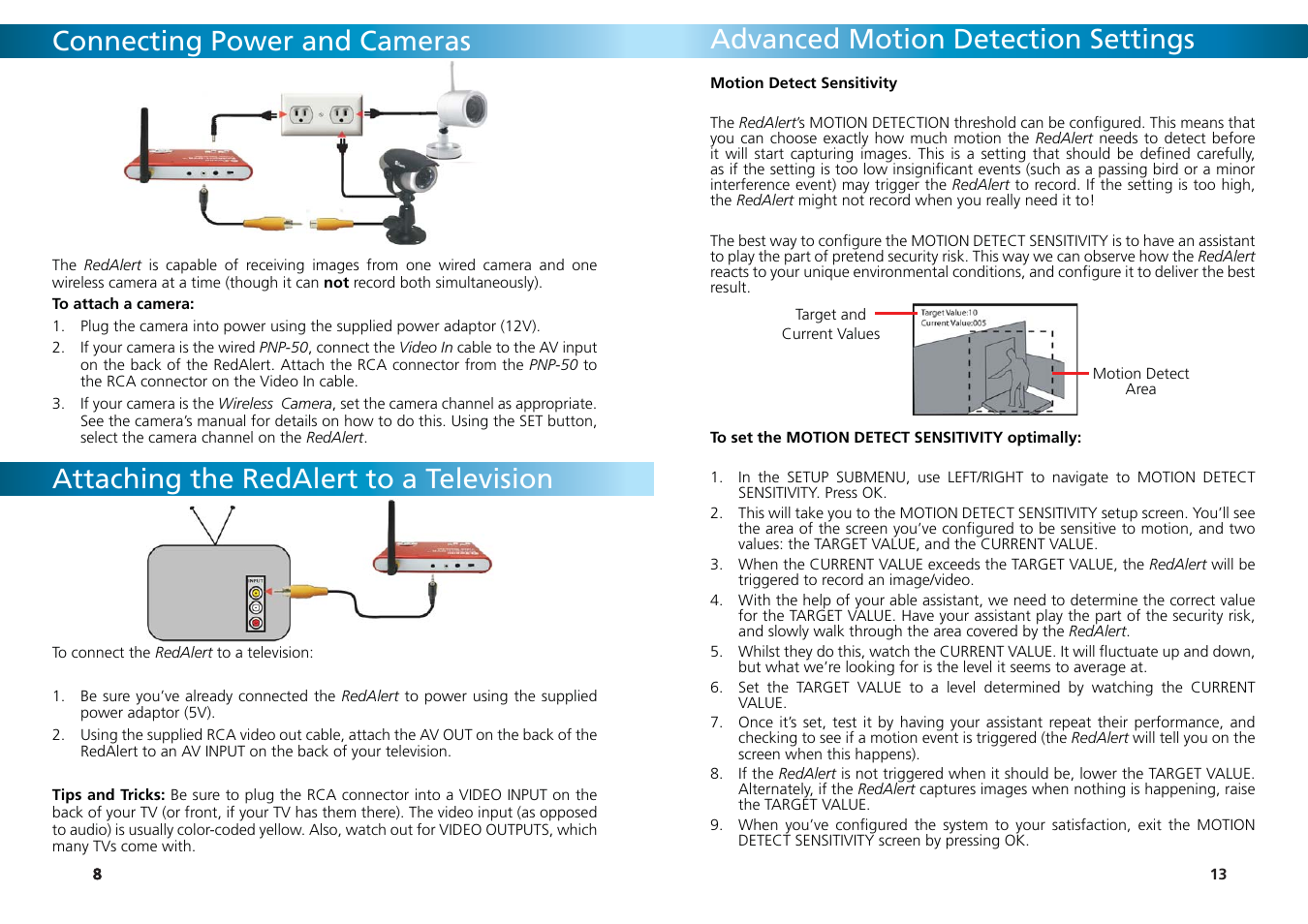 Advanced motion detection settings | Swann REDALERT SW242-WRA User Manual | Page 13 / 20