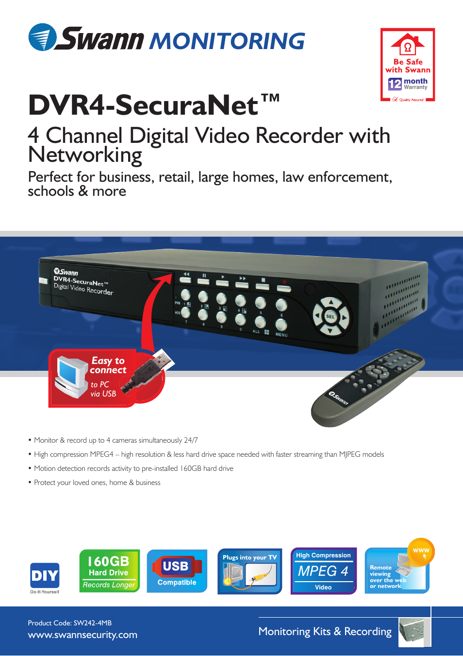 Swann DVR4-SecuraNet User Manual | 2 pages