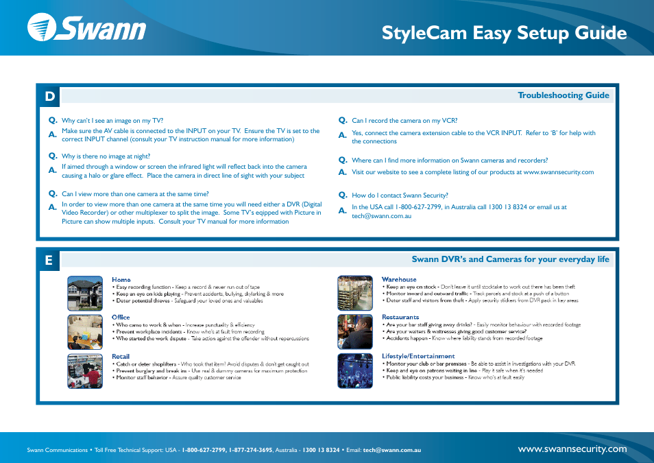 Sw211-sty_stylecam_02_esg, Stylecam easy setup guide | Swann StyleCam User Manual | Page 2 / 2