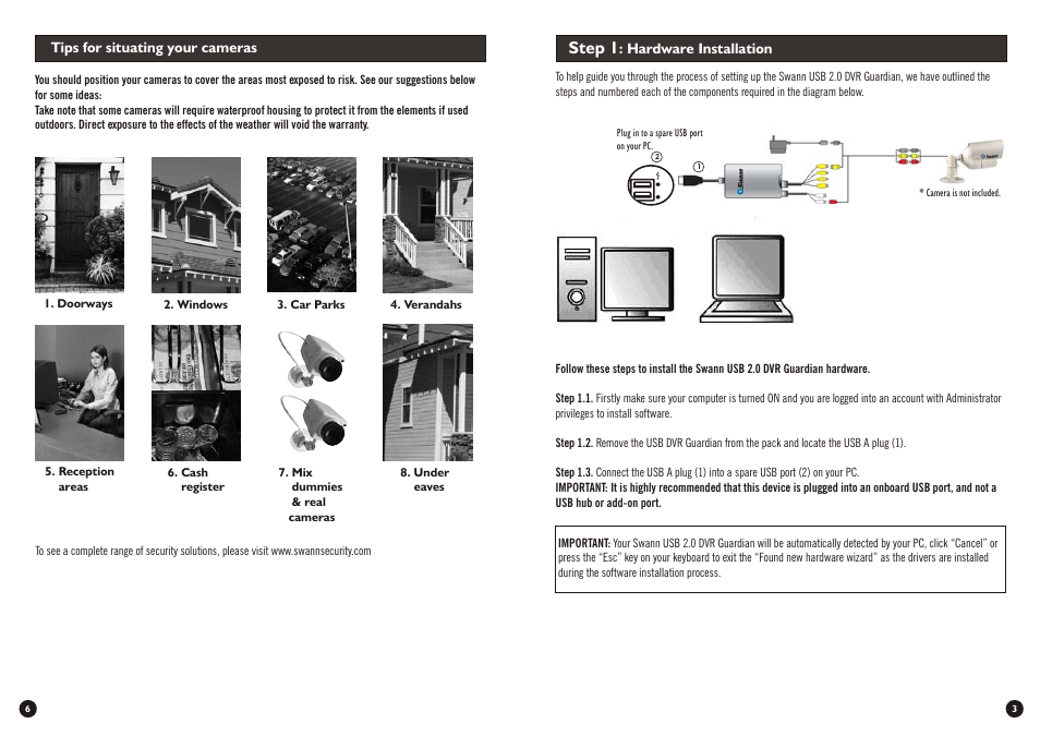 Step 1 | Swann SW244-UDC User Manual | Page 3 / 11