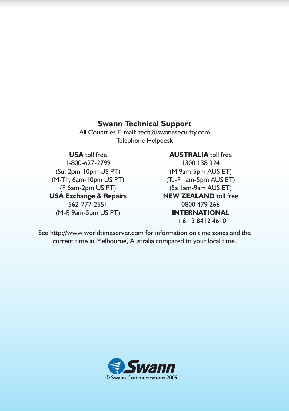 Swann technical support | Swann DVR4-950 User Manual | Page 24 / 72