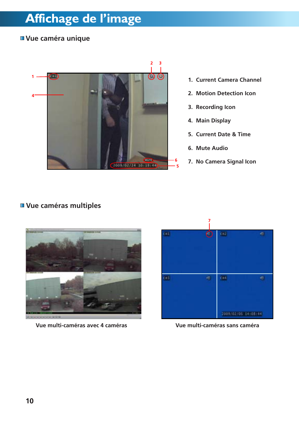 Affichage de l’image, 10 vue caméra unique vue caméras multiples | Swann DVR4-950 User Manual | Page 34 / 72