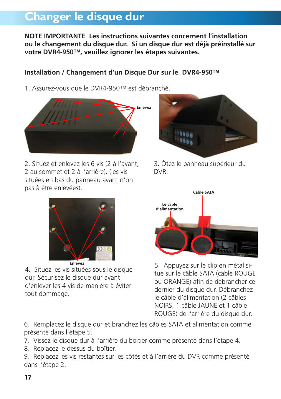 Changer le disque dur | Swann DVR4-950 User Manual | Page 41 / 72