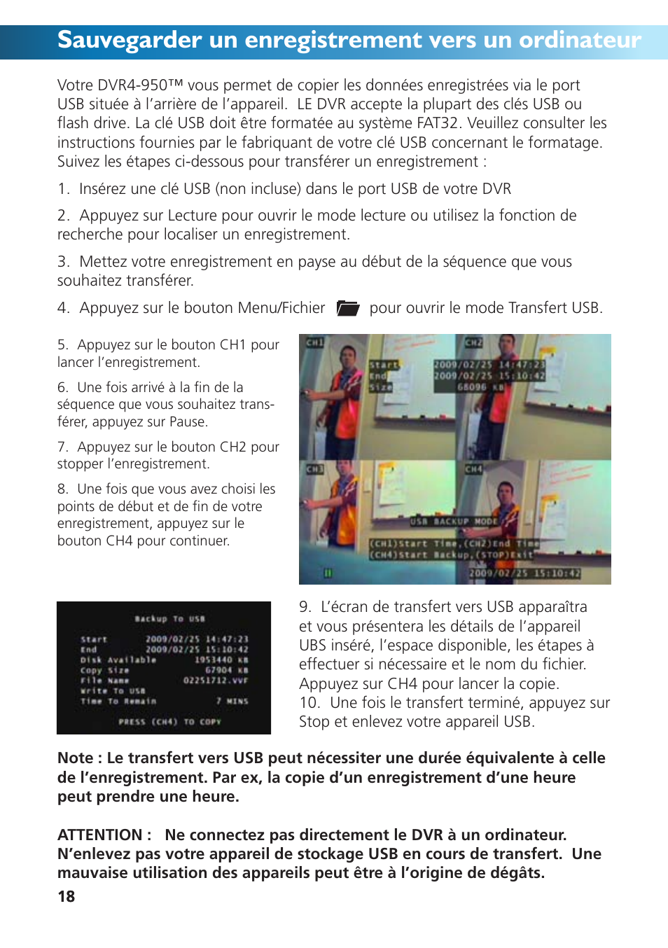 Sauvegarder un enregistrement vers un ordinateur | Swann DVR4-950 User Manual | Page 42 / 72