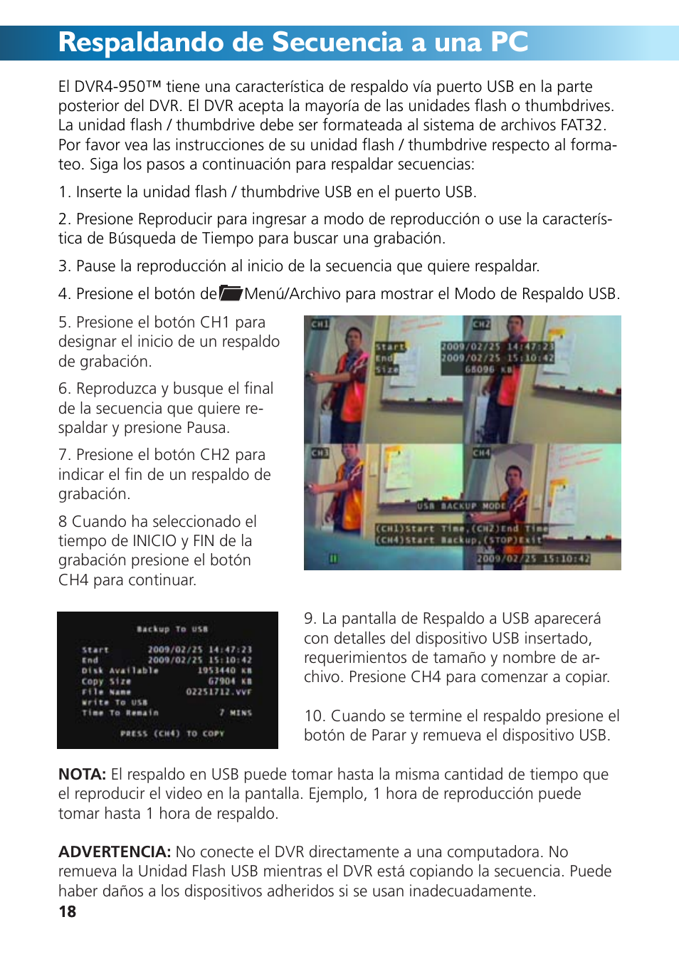 Respaldando de secuencia a una pc | Swann DVR4-950 User Manual | Page 66 / 72