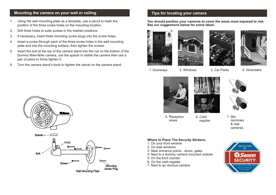 Swann Theft Deterrent Imitation Cam User Manual | Page 2 / 2