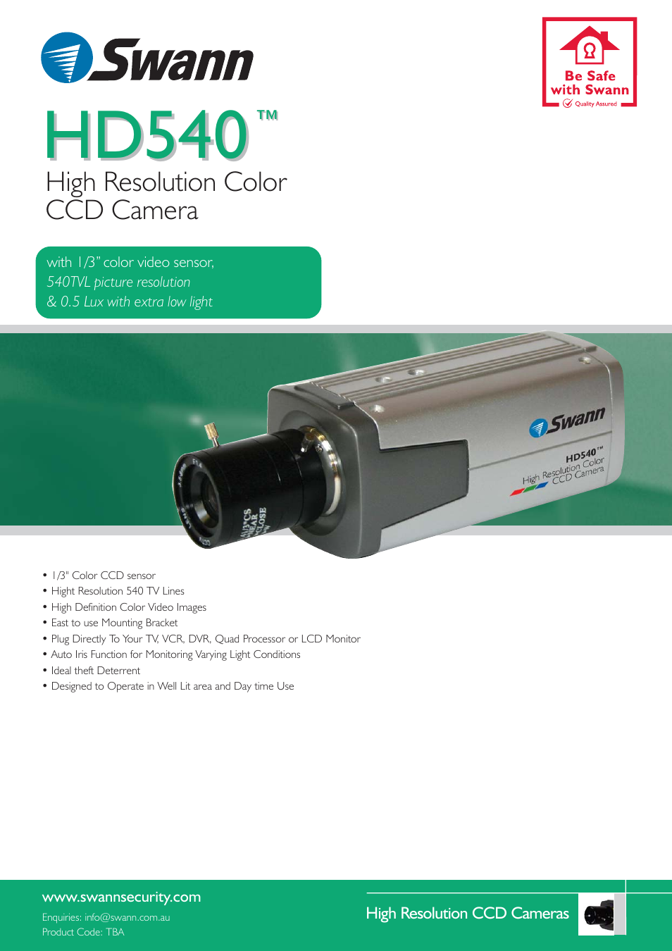 Swann HD540 User Manual | 2 pages