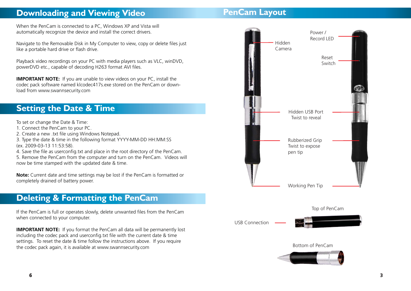 Pencam layout | Swann DVR-420 User Manual | Page 3 / 4