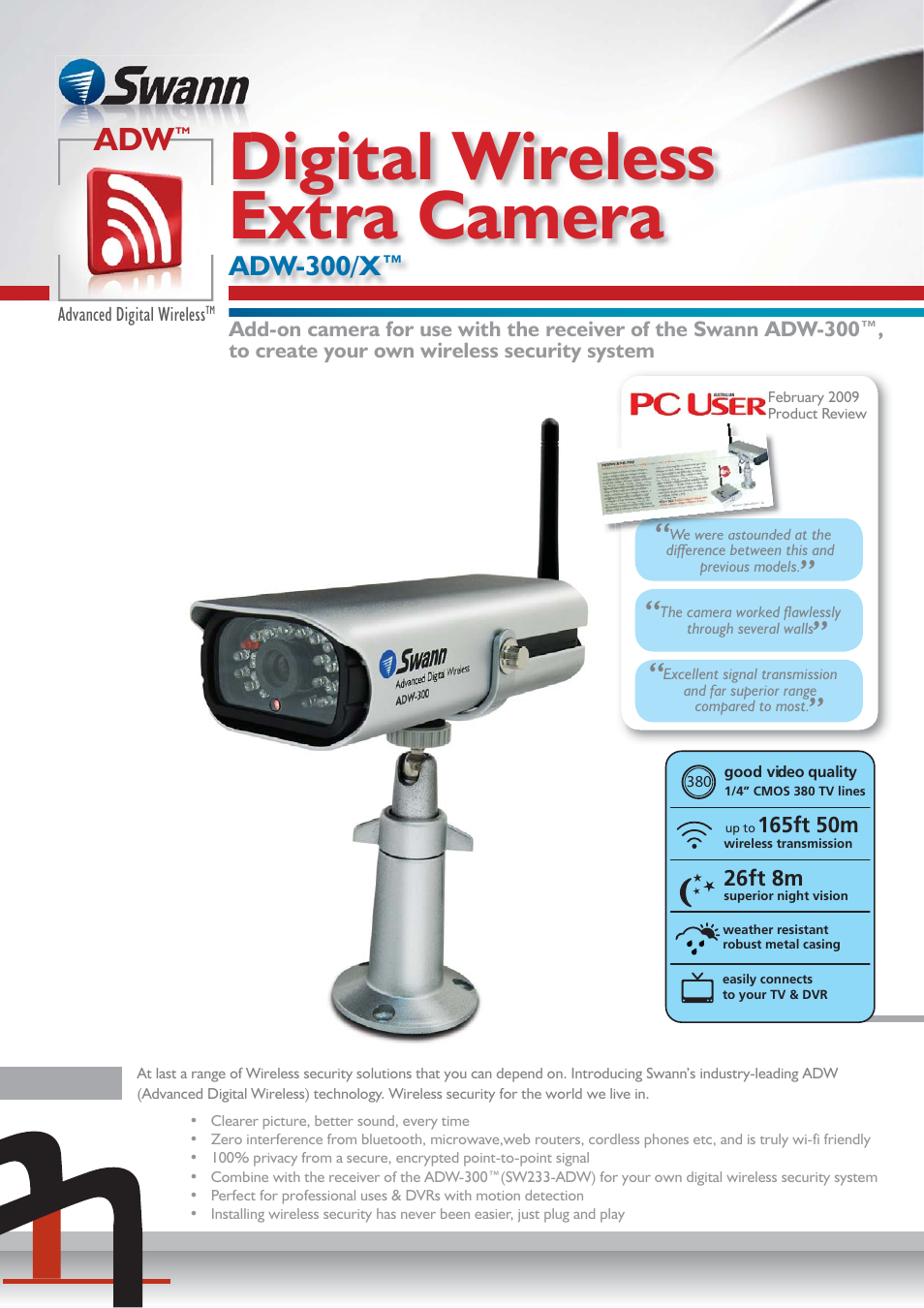 Swann Digital Wireless Extra Camera ADW-300/X User Manual | 2 pages