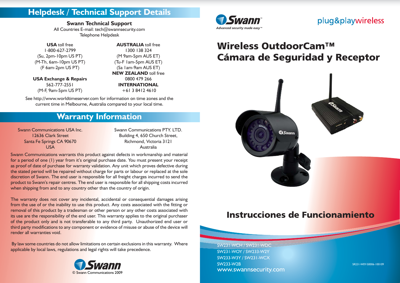 Instrucciones de funcionamiento | Swann SW231-WOY User Manual | Page 12 / 12