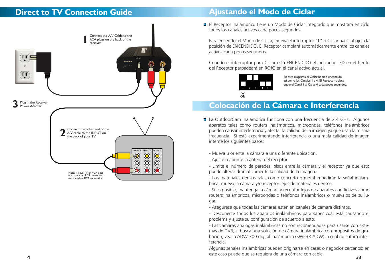 Direct to tv connection guide | Swann SW231-WOY User Manual | Page 4 / 12