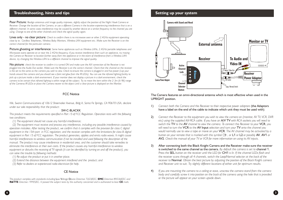 Receiver external antenna, Receiver power adaptor | Swann Black Knight SW-C-BLACKK User Manual | Page 3 / 4