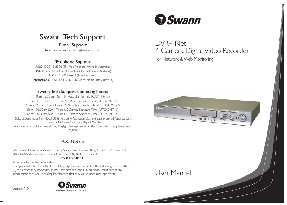 Swann DVR4-NET User Manual | 20 pages