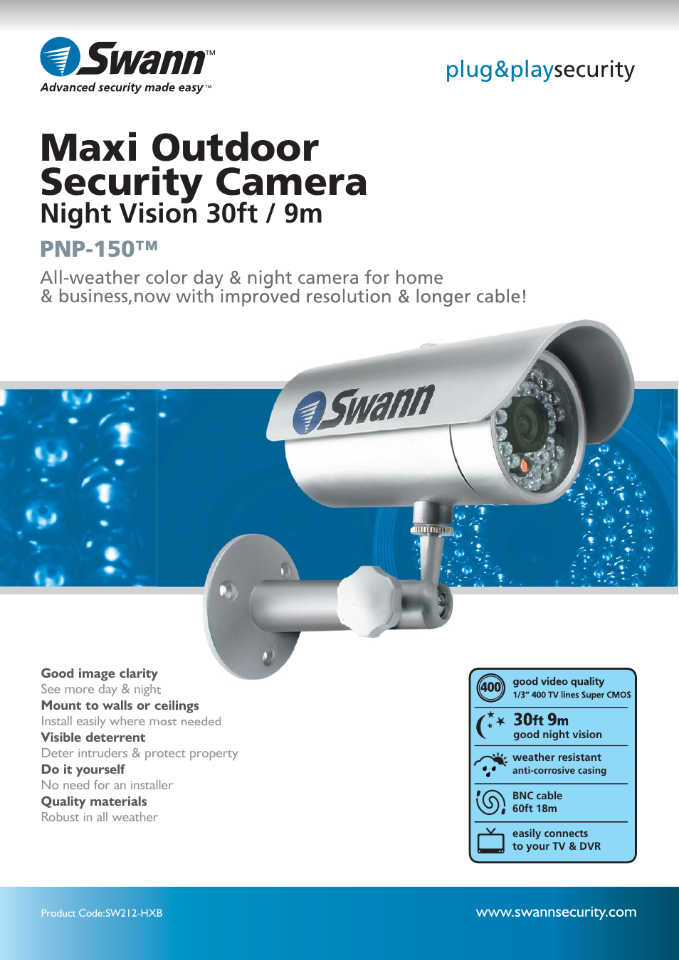 Swann PNP-150 SW212-HXB User Manual | 2 pages