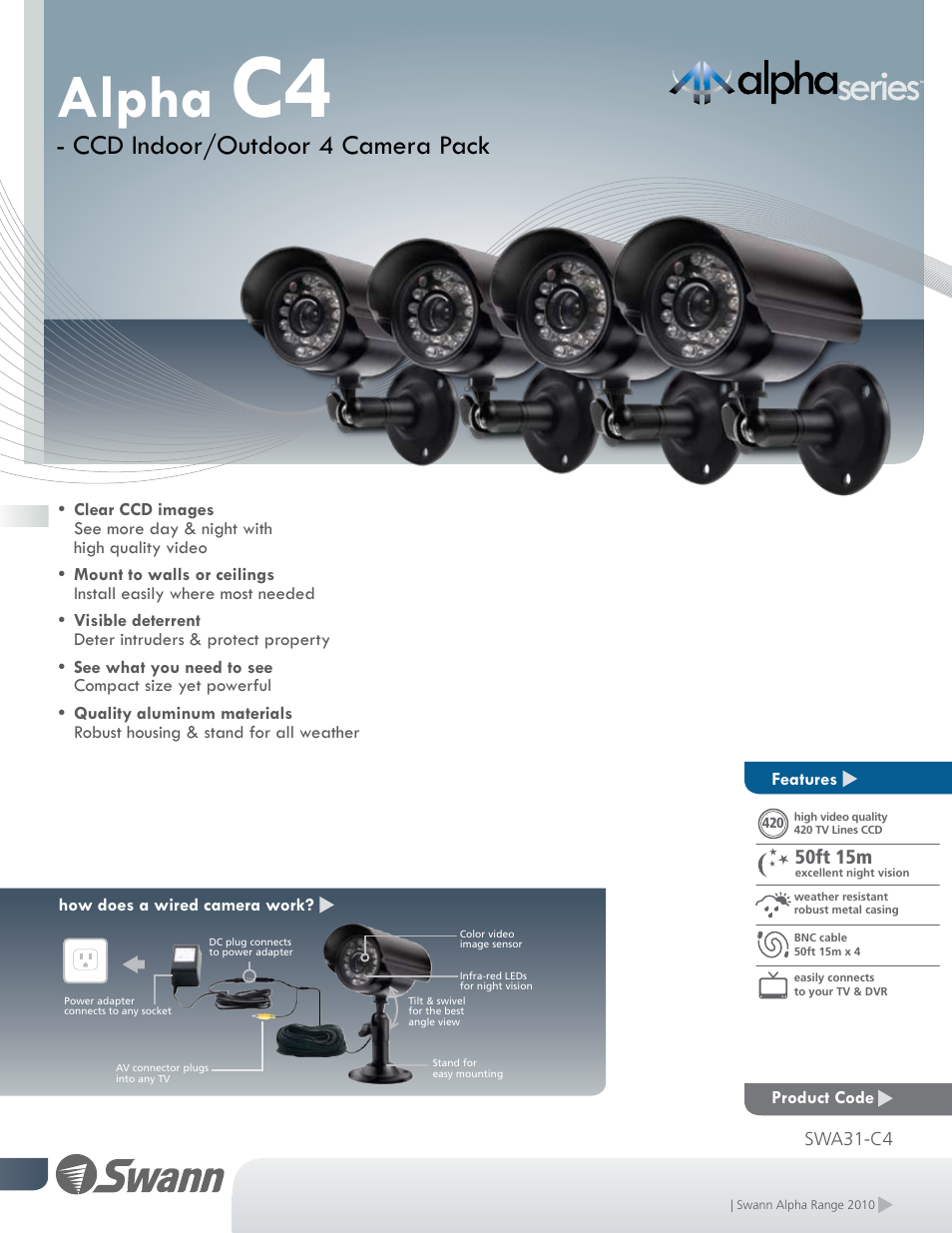 Swann SWA31-C4 User Manual | 2 pages