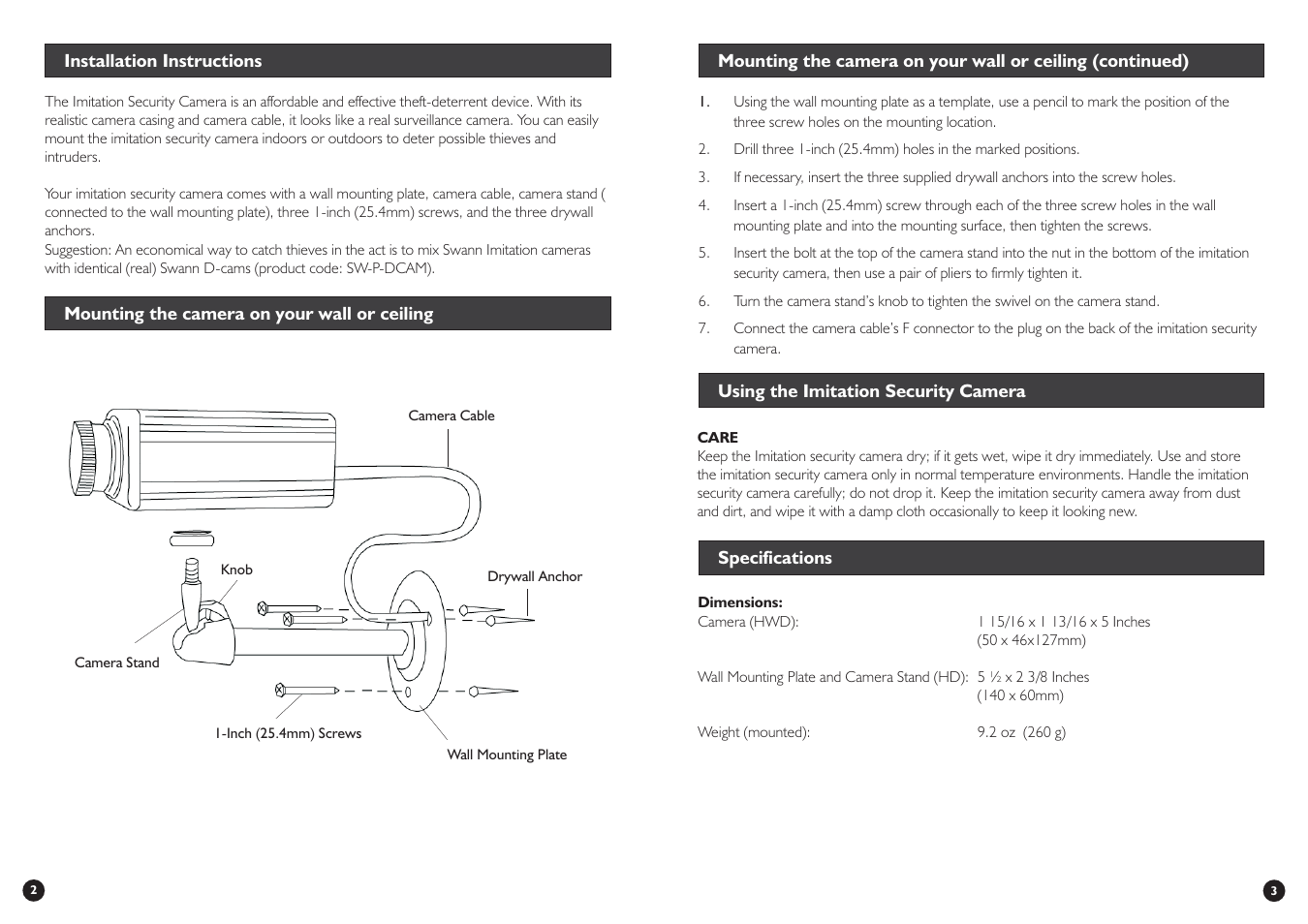 Swann Imitation Security Device User Manual | Page 2 / 2