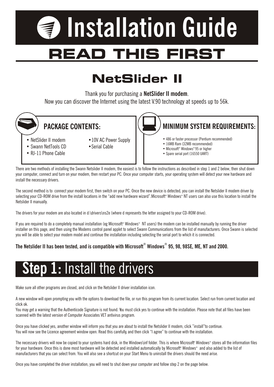 Swann NetSlider II User Manual | 3 pages