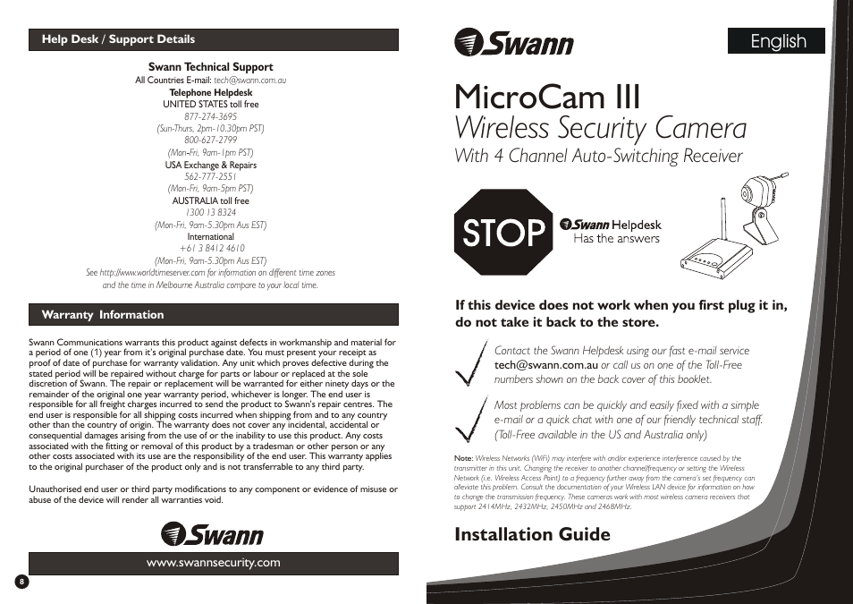 Swann MicroCam II User Manual | 4 pages