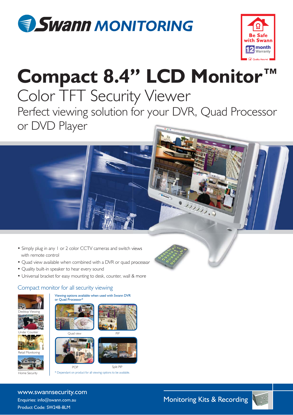 Swann SW248-8LM User Manual | 2 pages
