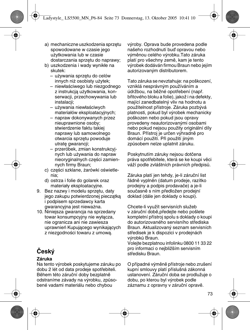 Âesk | Braun LS 5500 User Manual | Page 73 / 82