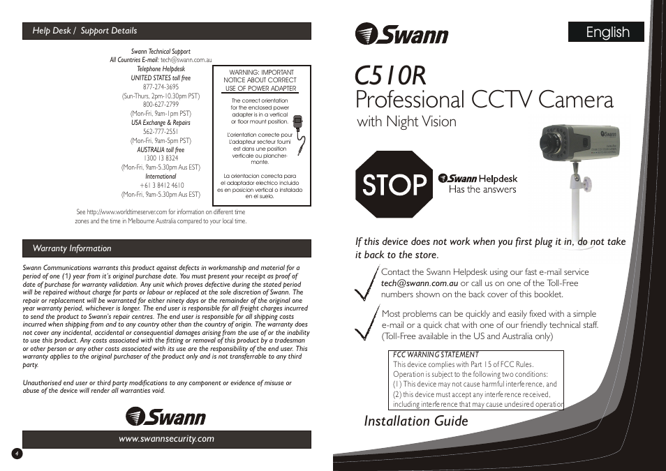 Swann C-510R User Manual | 2 pages