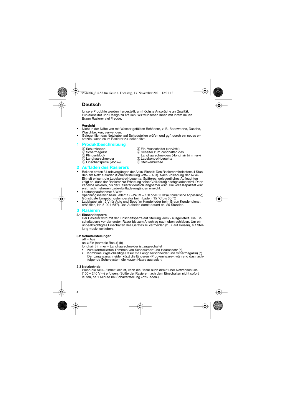 Deutsch | Braun 2560 User Manual | Page 4 / 54