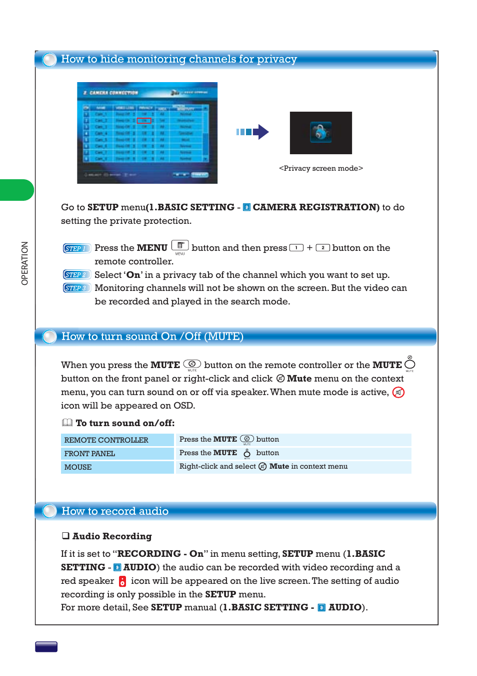 How to hide monitoring channels for privacy | Swann SW244-8ML User Manual | Page 12 / 44