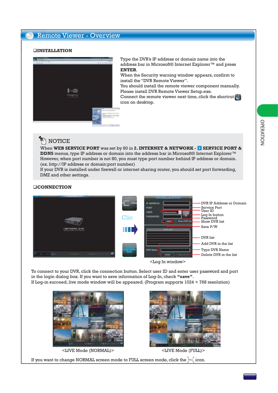 Remote viewer - overview, Clic, Notice | Swann SW244-8ML User Manual | Page 21 / 44