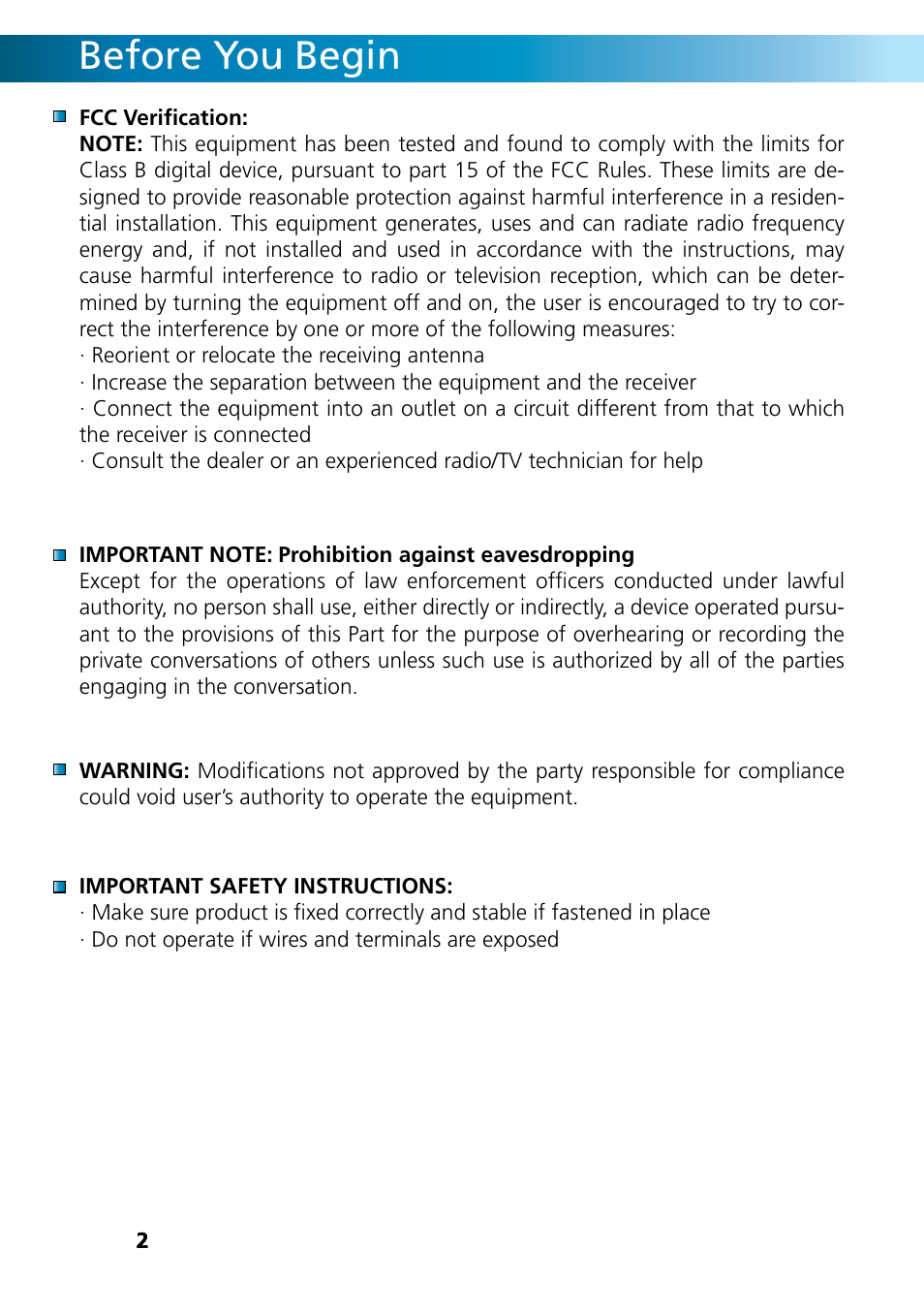 Before you begin | Swann INTERCOM DB-815 User Manual | Page 2 / 12