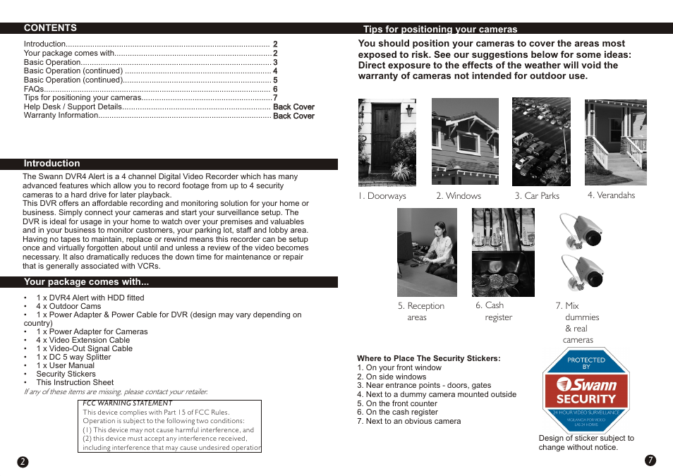 Swann Alert DVR Camera Kit User Manual | Page 2 / 4