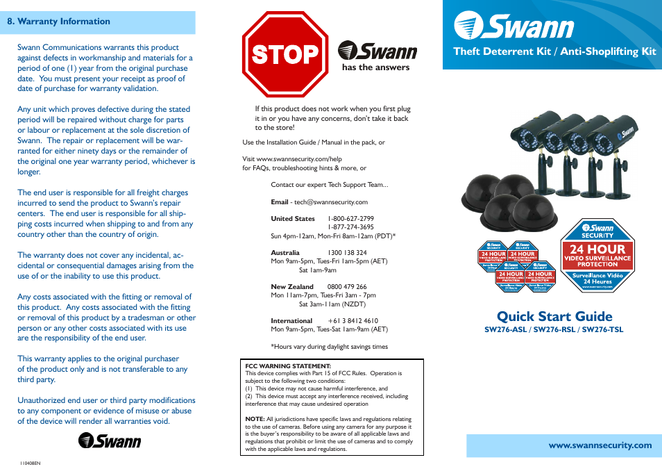 Swann SW276-TSL User Manual | 2 pages