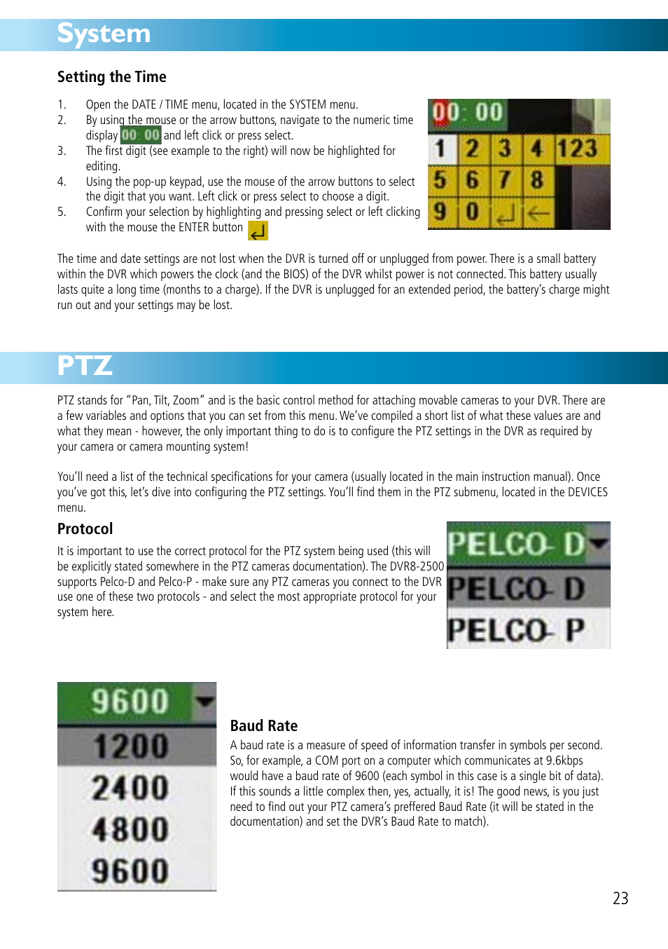 System ptz | Swann DVR8-2500 User Manual | Page 23 / 44