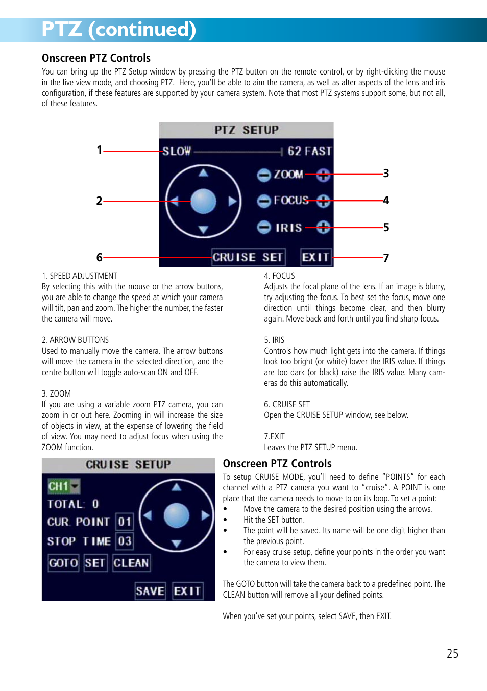 Ptz (continued) | Swann DVR8-2500 User Manual | Page 25 / 44