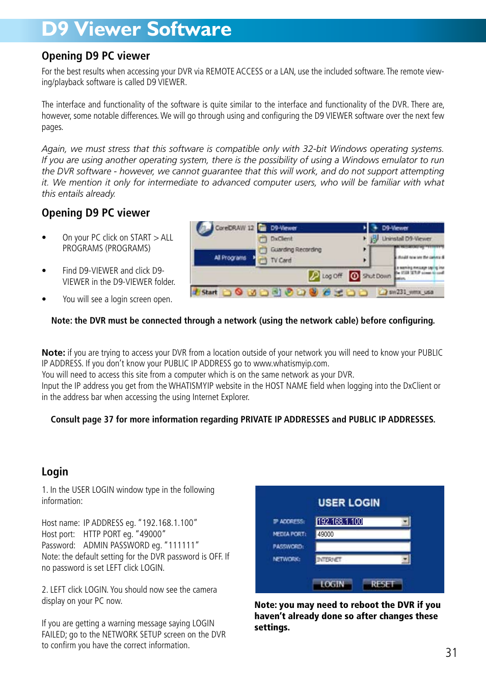 D9 viewer software | Swann DVR8-2500 User Manual | Page 31 / 44