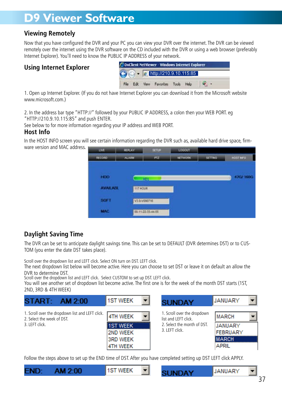 D9 viewer software | Swann DVR8-2500 User Manual | Page 37 / 44