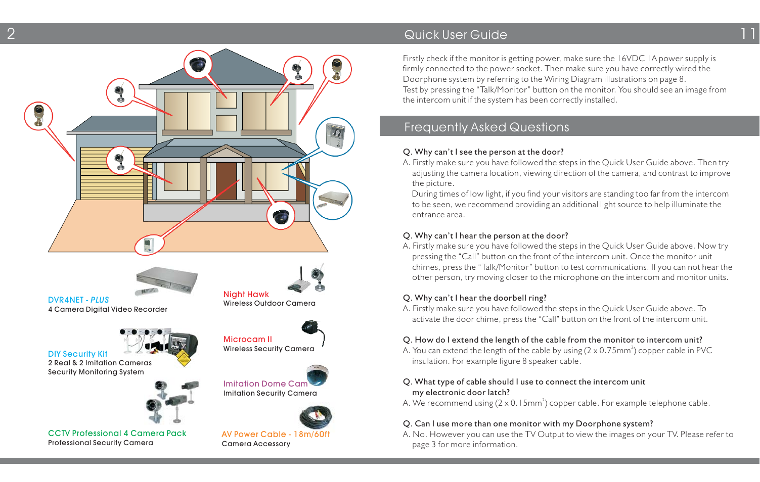 Quick user guide, Frequently asked questions | Swann Color Video Doorphone User Manual | Page 2 / 6
