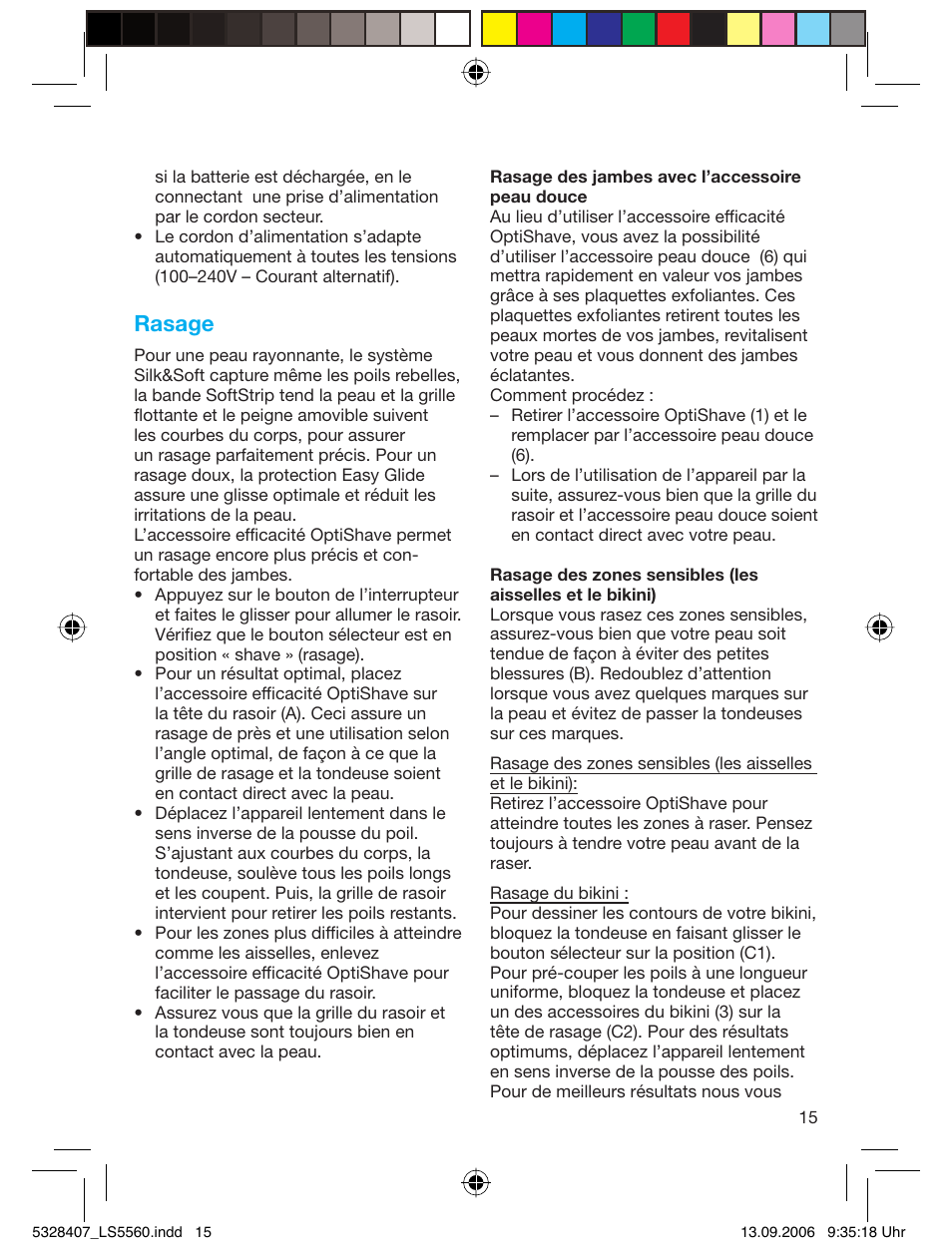 Rasage | Braun LS 5560 User Manual | Page 14 / 88