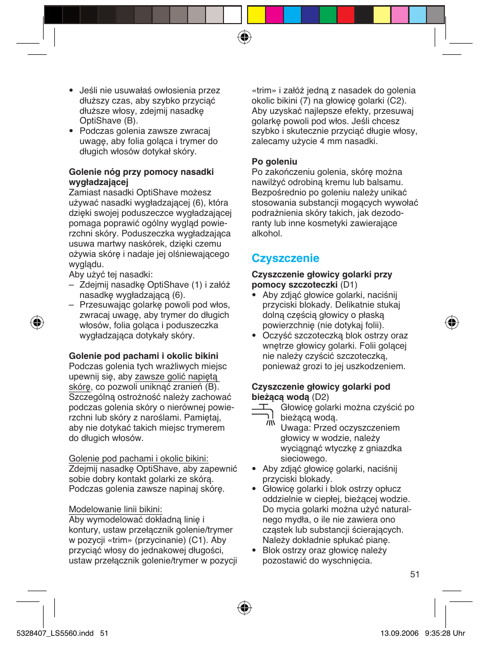 Czyszczenie | Braun LS 5560 User Manual | Page 50 / 88