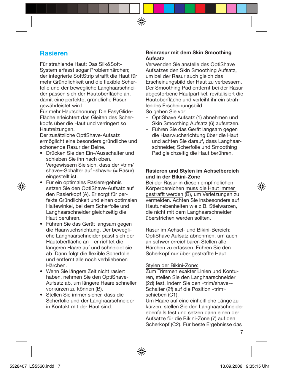 Rasieren | Braun LS 5560 User Manual | Page 6 / 88