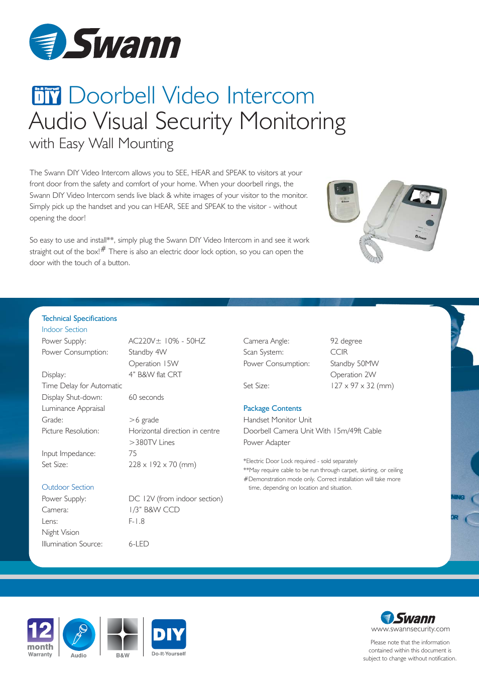 With easy wall mounting | Swann SW-D-DVIWM User Manual | Page 2 / 2