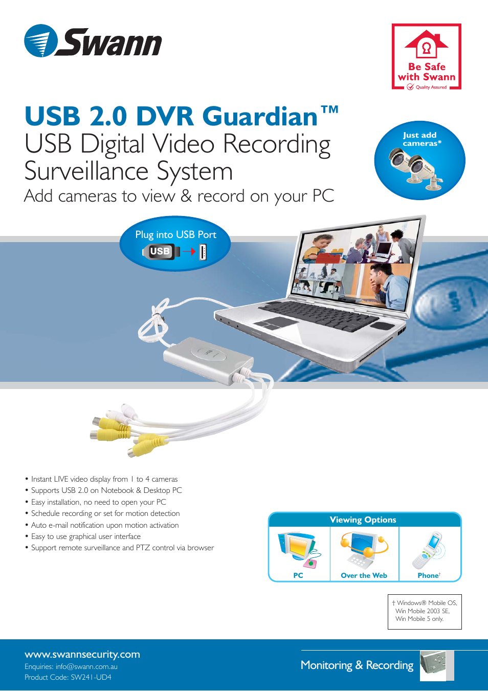 Swann SW241-UD4 User Manual | 2 pages