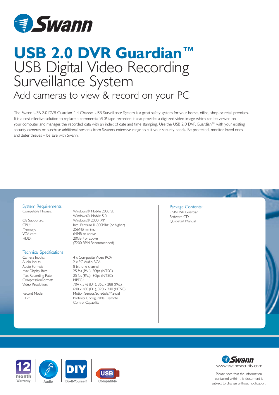 Add cameras to view & record on your pc | Swann SW241-UD4 User Manual | Page 2 / 2