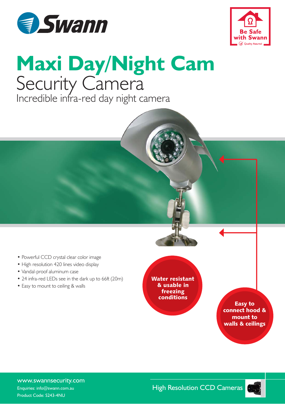 Swann Maxi Day/Night Cam S243-4NU User Manual | 2 pages