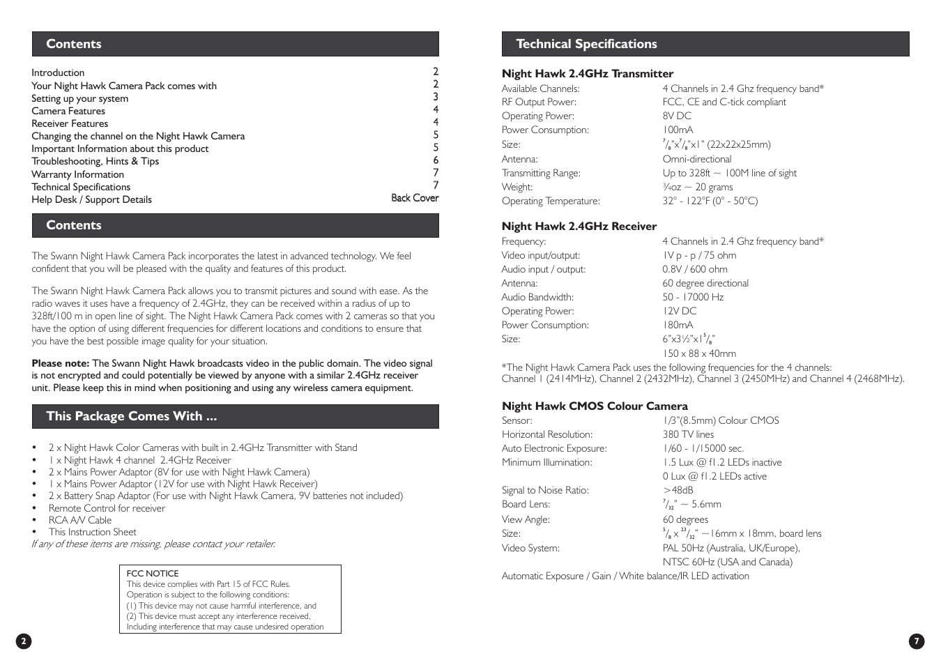 Swann Night Hawk Camera Pack User Manual | Page 2 / 4