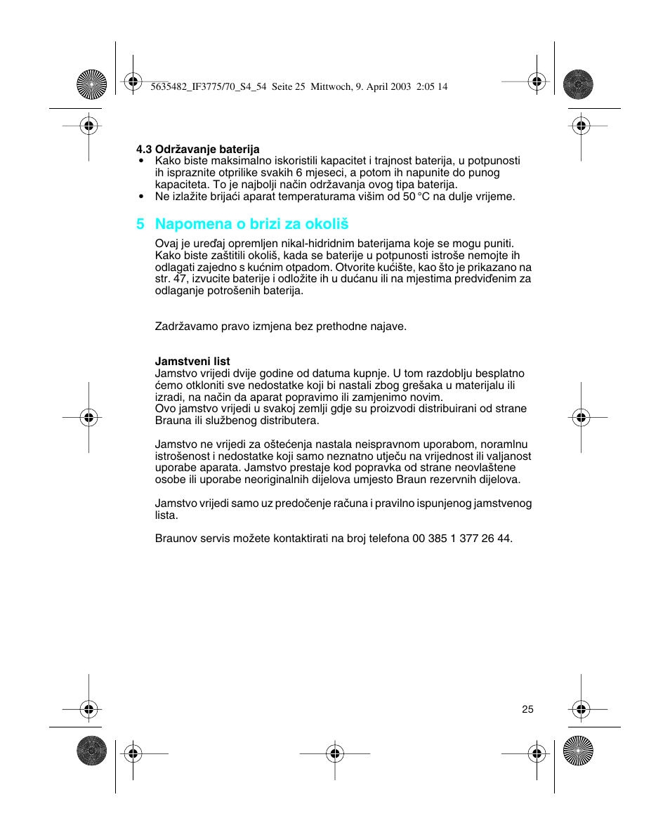 5 napomena o brizi za okoli | Braun 7526 User Manual | Page 25 / 54