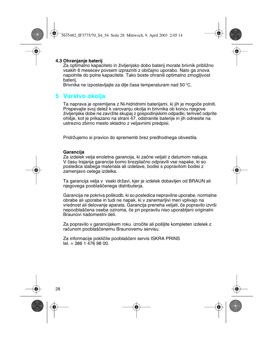 5 varstvo okolja | Braun 7526 User Manual | Page 28 / 54