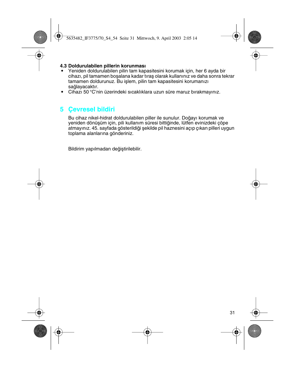 5 çevresel bildiri | Braun 7526 User Manual | Page 31 / 54