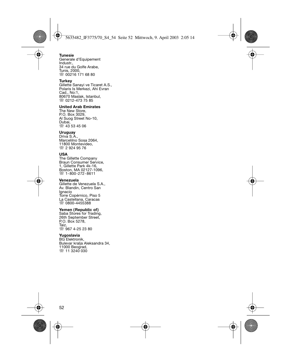 Braun 7526 User Manual | Page 52 / 54