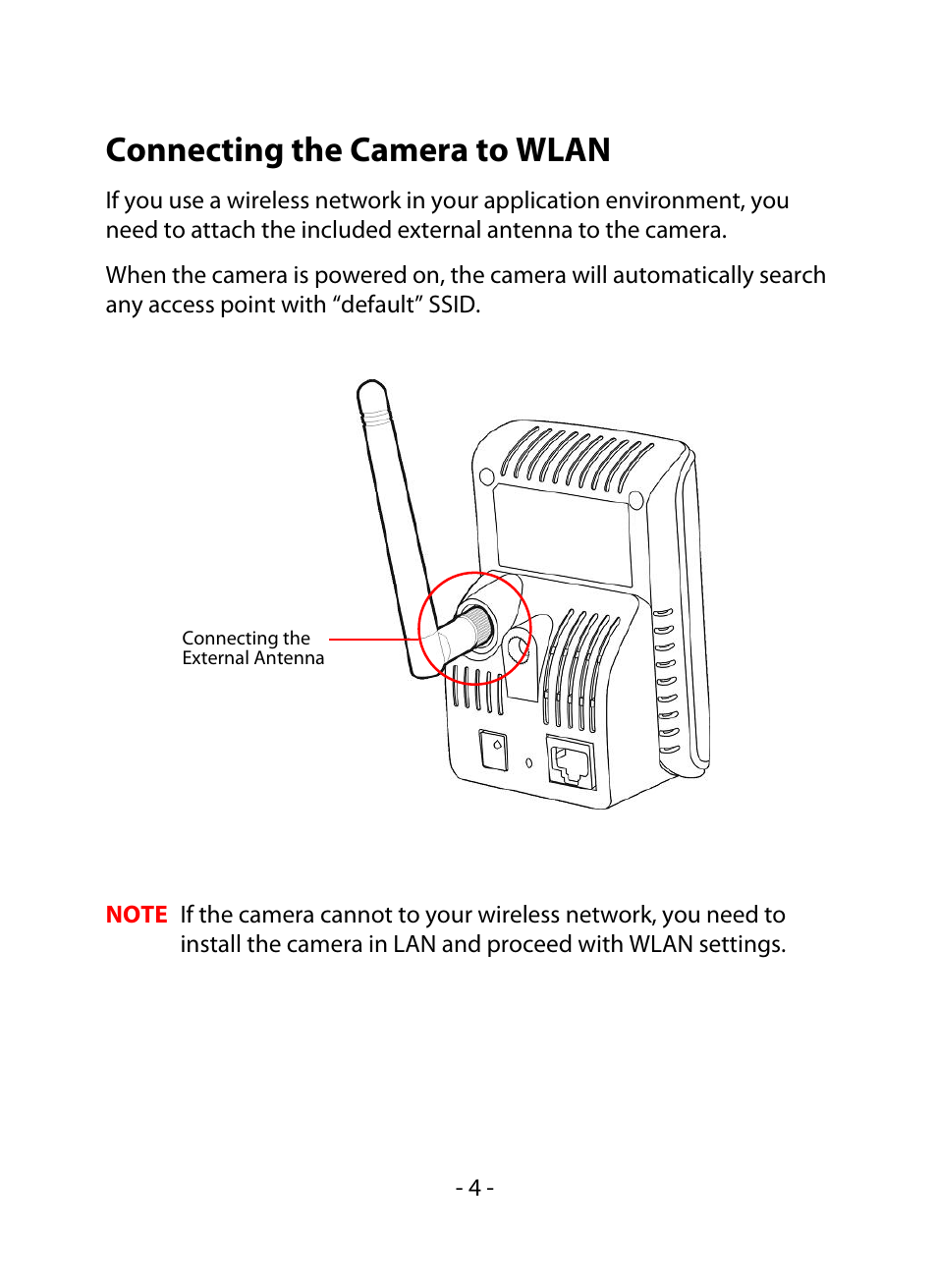 Connecting the camera to wlan | Swann CONNECT CAM 500 User Manual | Page 5 / 9